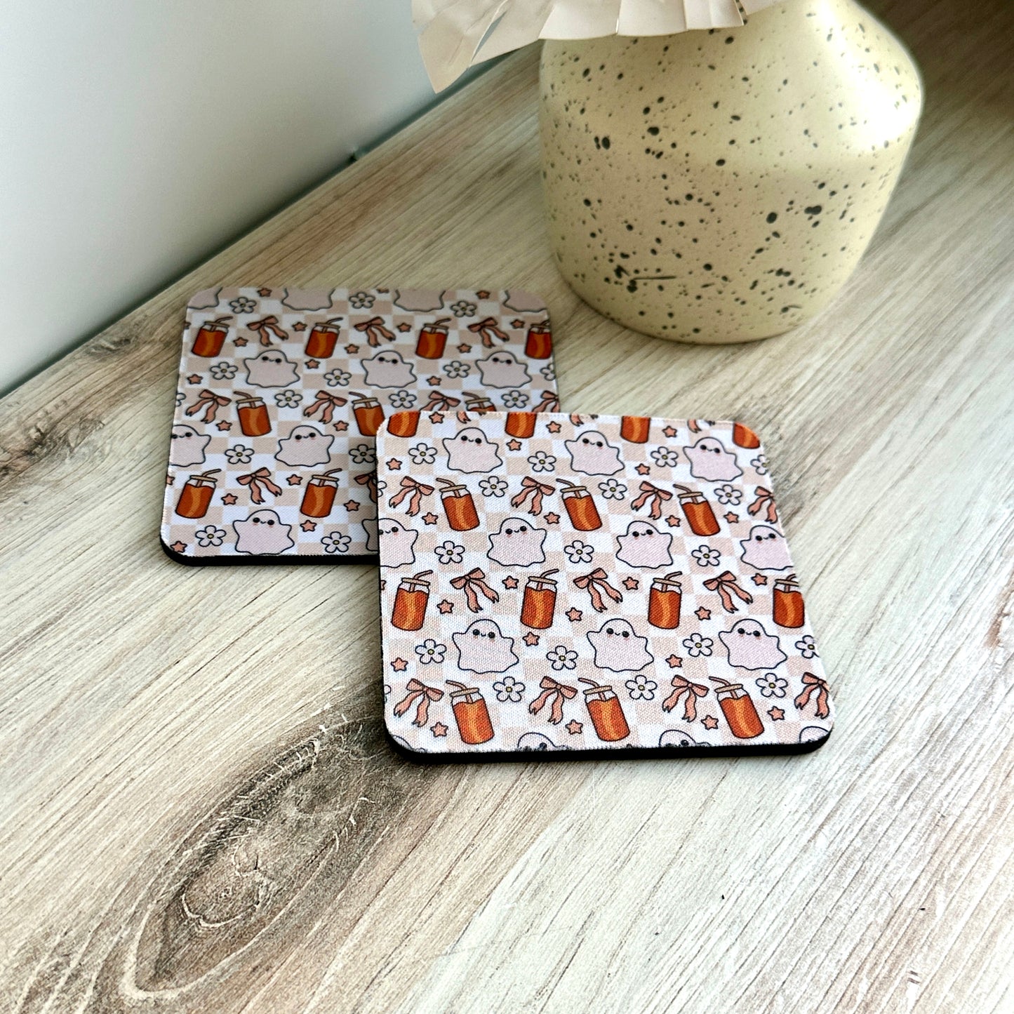 Ghosties & Iced Coffee Fabric Coasters