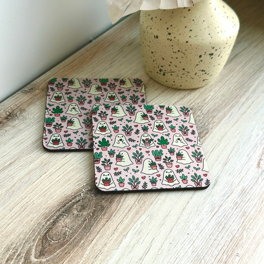 Ghosties & Plants Fabric Coasters