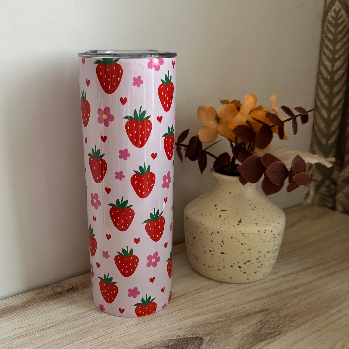 Strawberries & Flowers Metal Tumbler